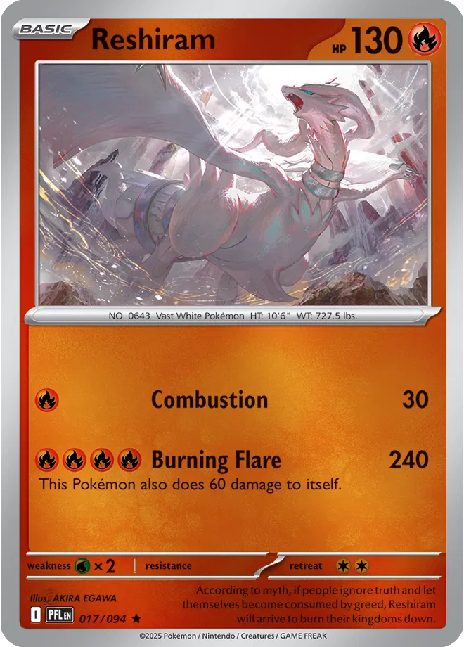 Reshiram Phantasmal Flames Rare • 017/094 Holofoil