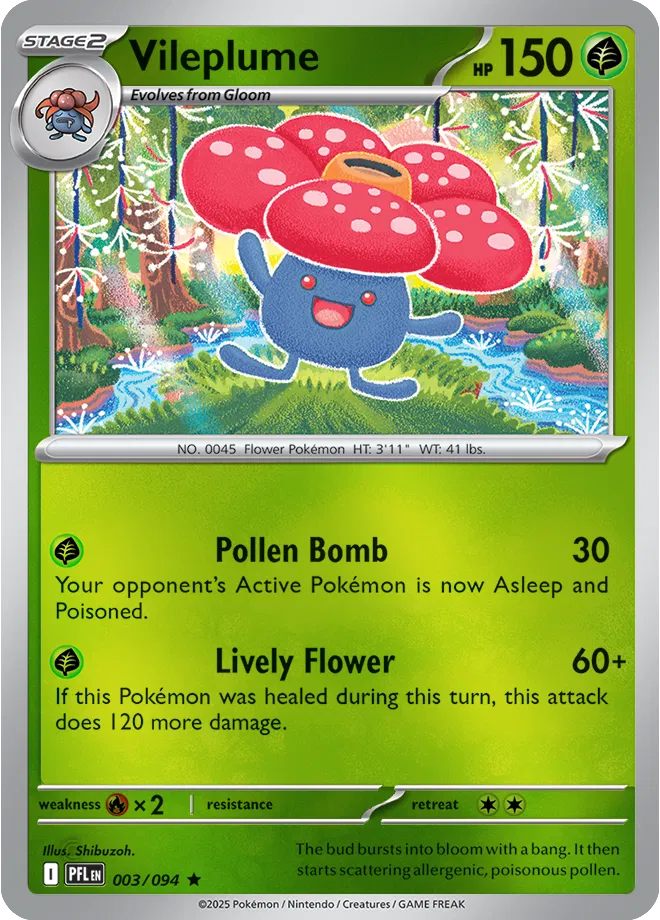 Vileplume Phantasmal Flames Rare • 003/094 Reverse Holofoil