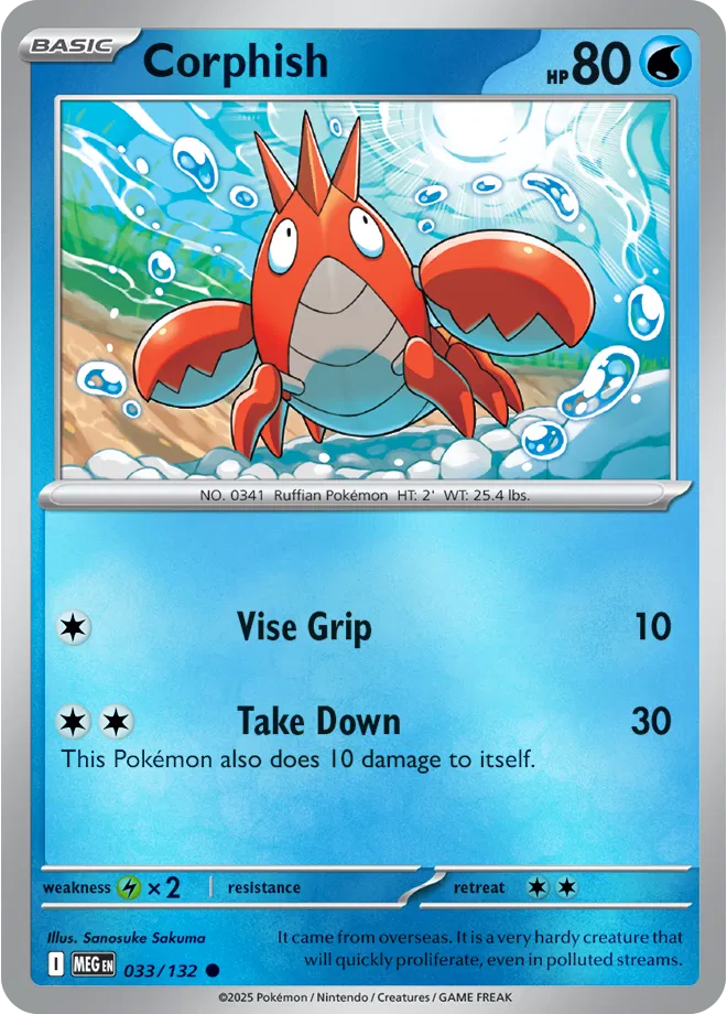 Corphish Mega Evolution Common • 033/132 Reverse Holofoil