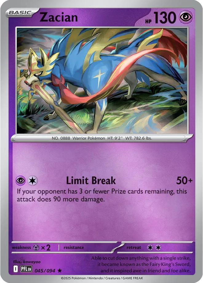 Zacian Phantasmal Flames Rare • 045/094 Holofoil