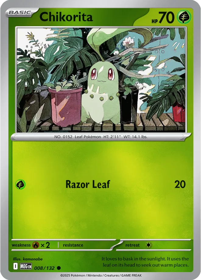 Chikorita Mega Evolution Common • 008/132 Reverse Holofoil