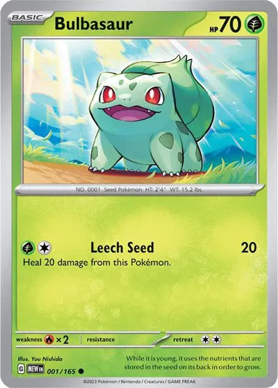 Bulbasaur SV: 151 Common • 001/165 Reverse Holofoil