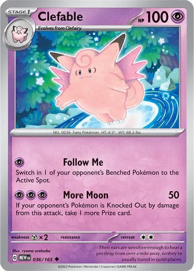 Clefable SV: 151 Uncommon • 036/165 Reverse Holofoil
