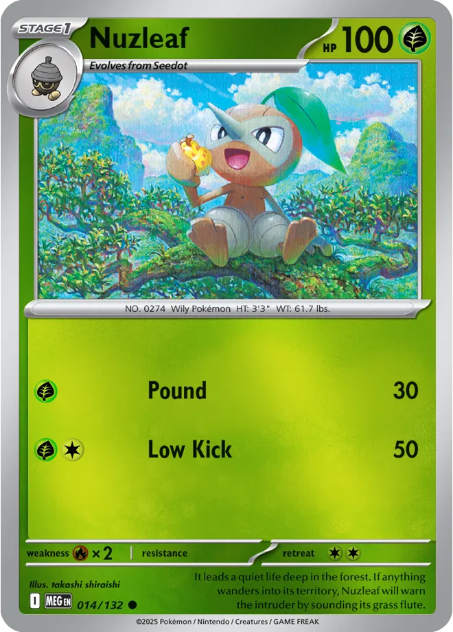 Nuzleaf Mega Evolution Common • 014/132 Reverse Holofoil