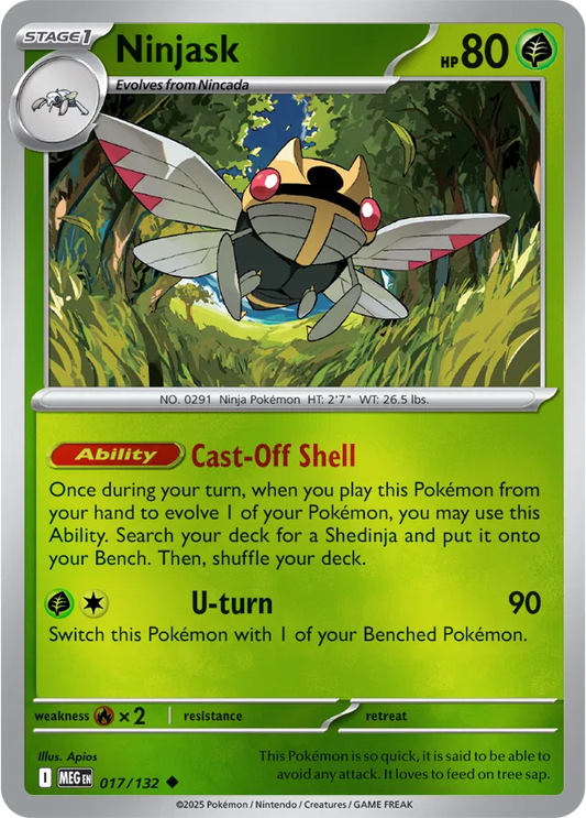 Ninjask Mega Evolution Uncommon • 017/132 Reverse Holofoil