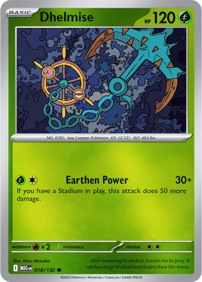 Dhelmise Mega Evolution Uncommon • 018/132 Reverse Holofoil