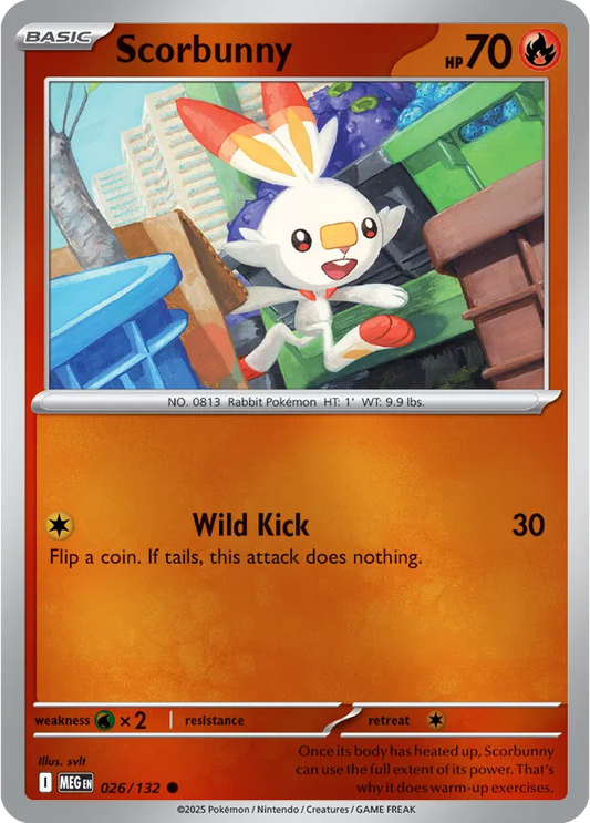 Scorbunny Mega Evolution Common • 026/132 Reverse Holofoil