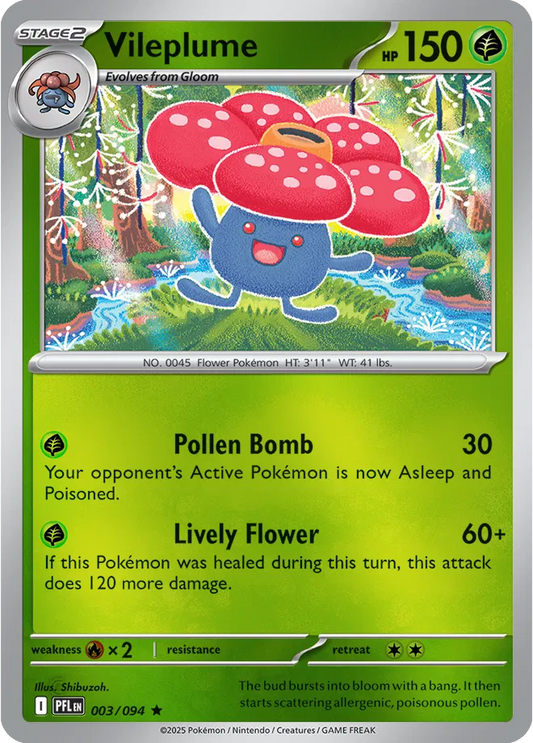 Vileplume Phantasmal Flames Rare • 003/094 Reverse Holofoil