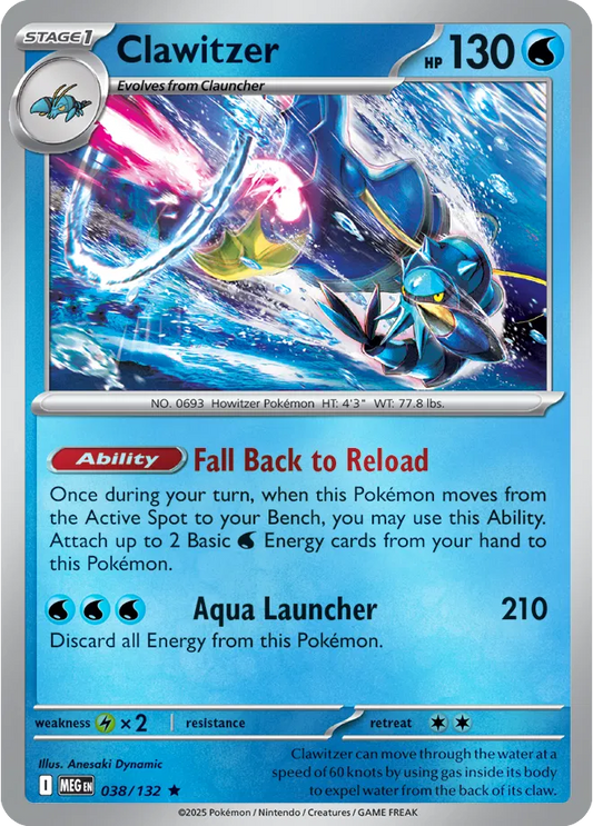 Clawitzer Mega Evolution Rare • 038/132 Holofoil