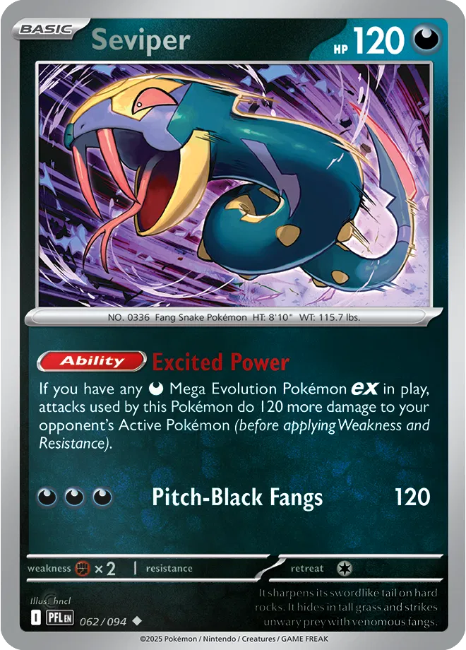 Seviper Phantasmal Flames Uncommon • 062/094 Reverse Holofoil