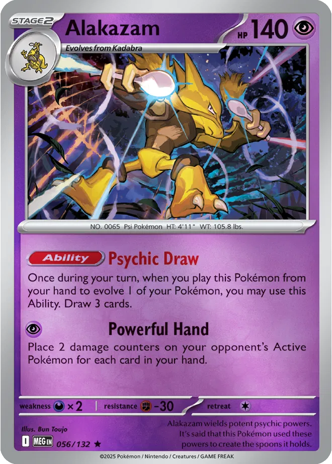 Alakazam Mega Evolution Rare • 056/132 Reverse Holofoil