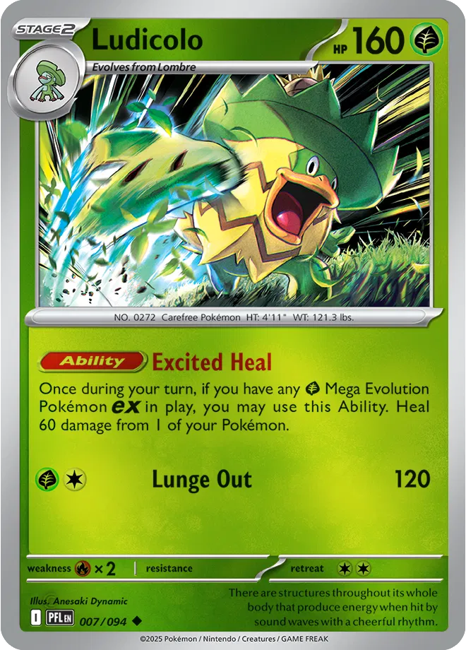 Ludicolo Phantasmal Flames Uncommon • 007/094 Reverse Holofoil