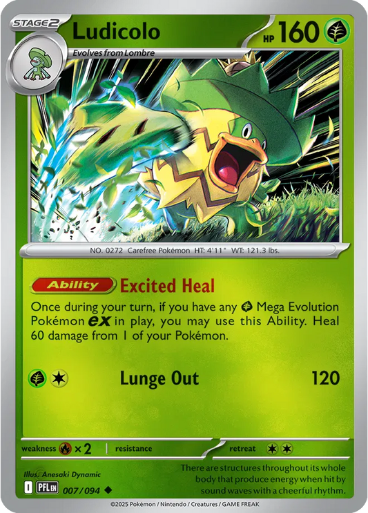Ludicolo Phantasmal Flames Uncommon • 007/094 Reverse Holofoil