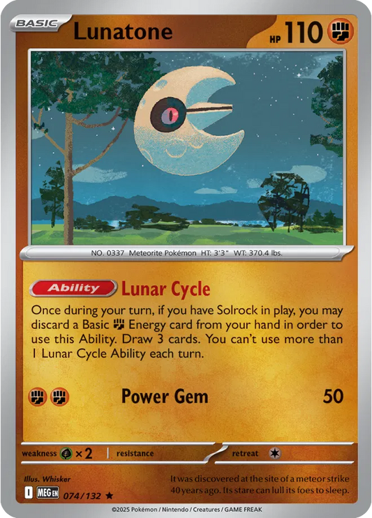 Lunatone Mega Evolution Rare • 074/132 Reverse Holofoil