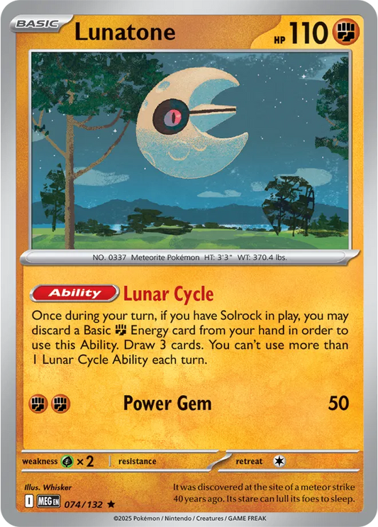 Lunatone Mega Evolution Rare • 074/132 Holofoil
