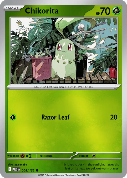 Chikorita Mega Evolution Common • 008/132 Reverse Holofoil