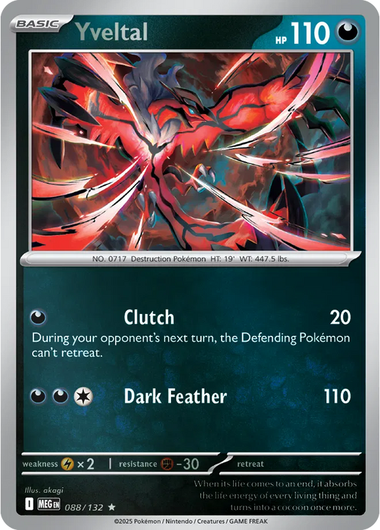 Yveltal Mega Evolution Rare • 088/132 Reverse Holofoil