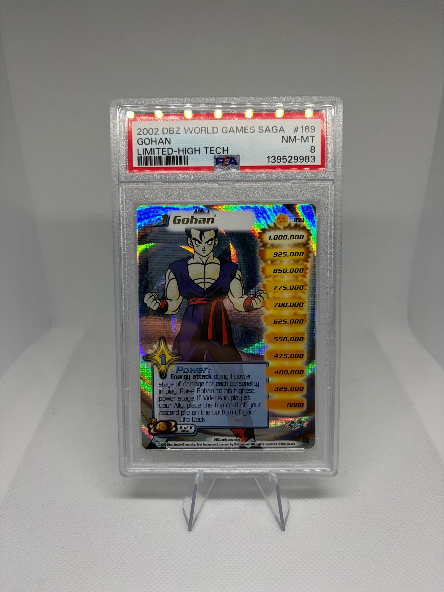 2002 Gohan High Tech Foil World Games Saga Limited PSA 8