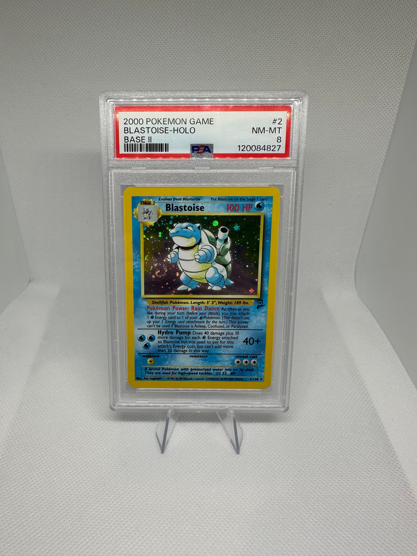 Blastoise Base Set 2 Holo Rare PSA 8