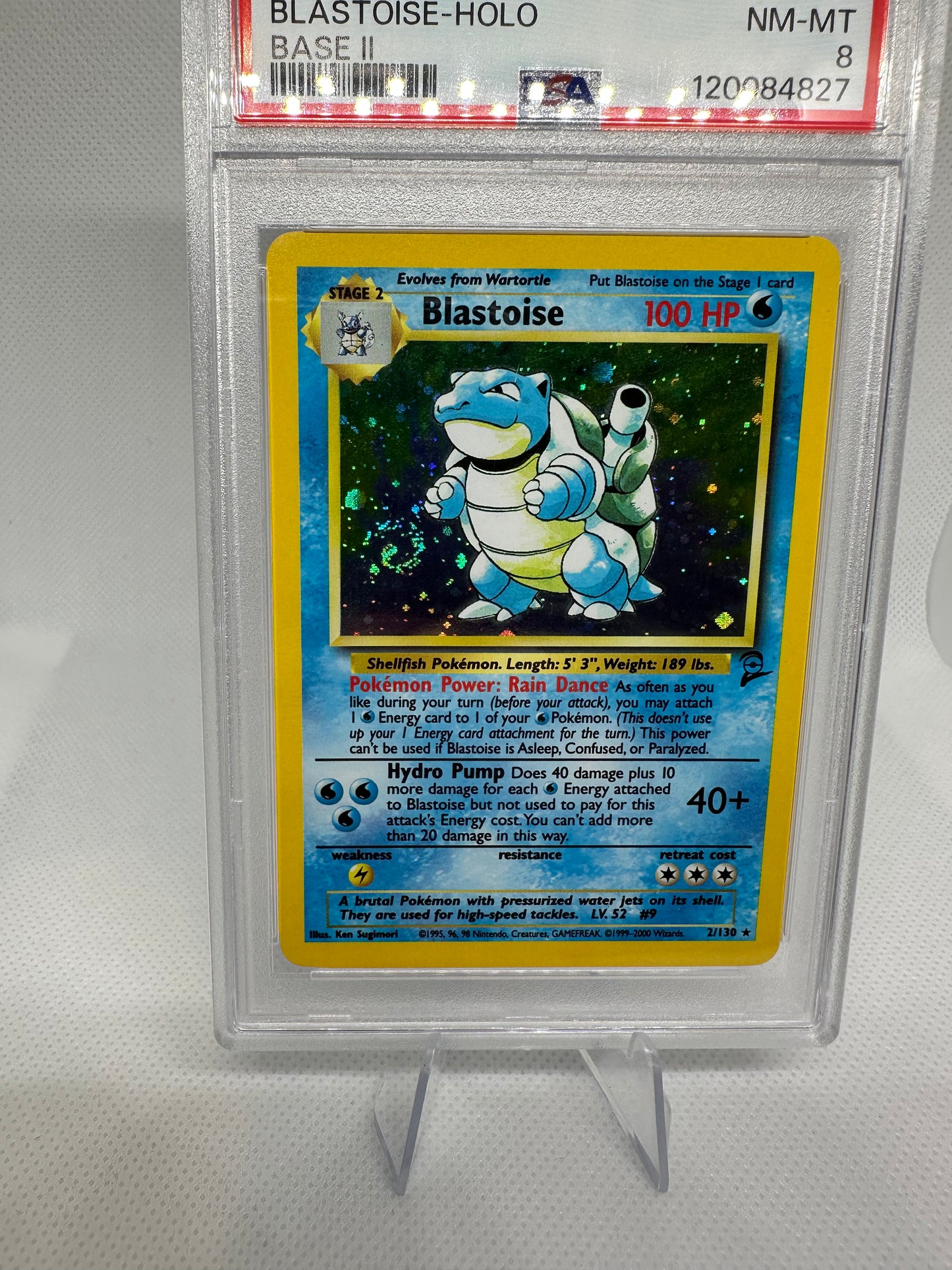 Blastoise Base Set 2 Holo Rare PSA 8