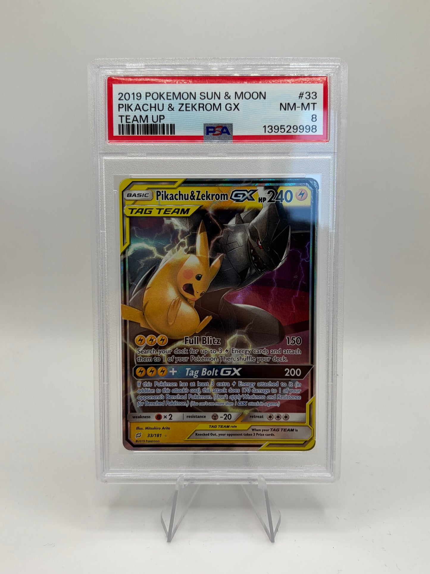 Pikachu & Zekrom GX Team Up Ultra Rare PSA 8