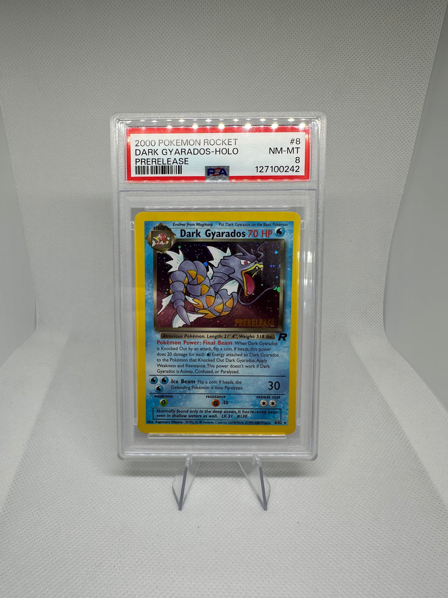 Dark Gyarados Holo Pre Release PSA 8
