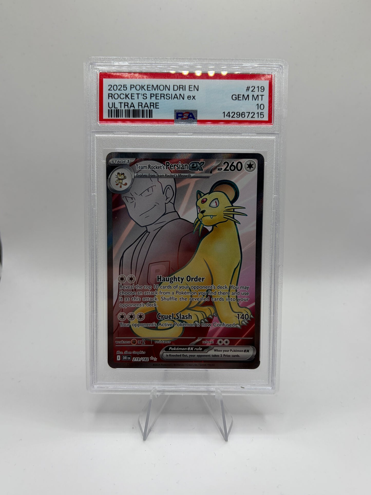 Team Rocket's Persian ex Destined Rivals Ultra Rare PSA 10
