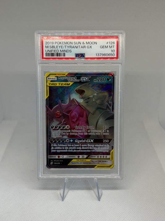 Mega Sableye & Tyranitar GX Unified Minds Ultra Rare PSA 10