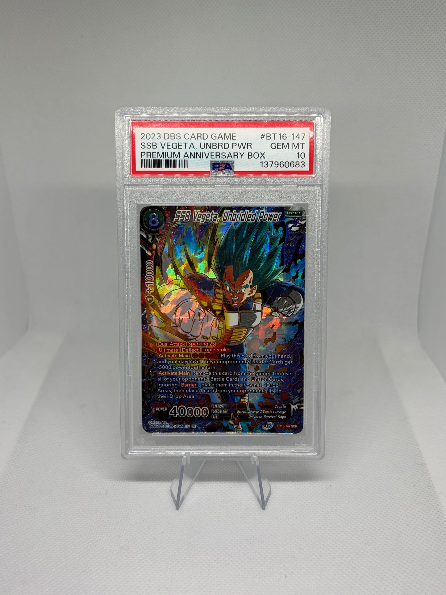 SSB Vegeta, Unbridled Power (Alternate Art) SCR PSA 10