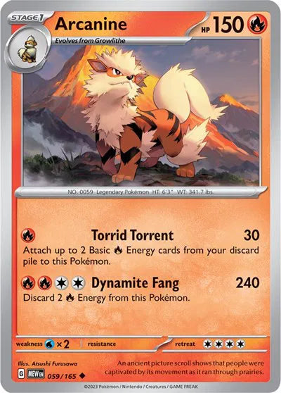 Arcanine SV: 151 Uncommon • 059/165 Reverse Holofoil