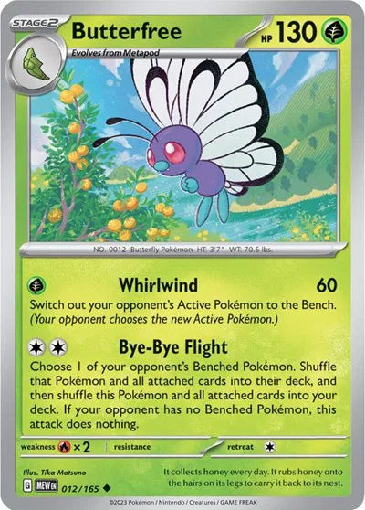 Butterfree SV: 151 Uncommon • 012/165 Reverse Holofoil