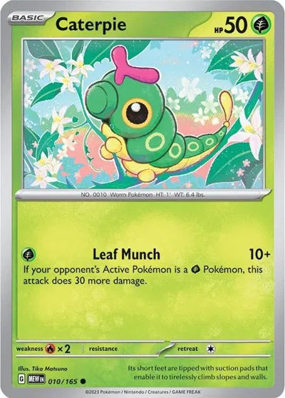 Caterpie SV: 151 Common • 010/165 Reverse Holofoil