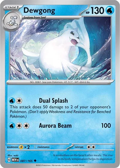 Dewgong SV: 151 Uncommon • 087/165 Reverse Holofoil
