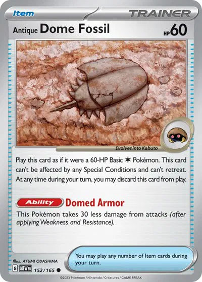 Antique Dome Fossil SV: 151 Common • 152/165 Reverse Holofoil