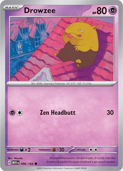 Drowzee SV: 151 Common • 096/165 Reverse Holofoil