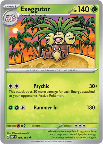 Exeggutor SV: 151 Uncommon • 103/165 Reverse Holofoil