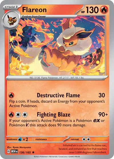 Flareon SV: 151 Rare • 136/165 Reverse Holofoil