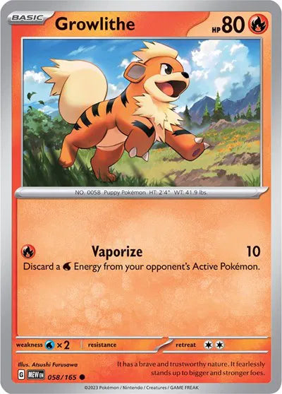 Growlithe SV: 151 Common • 058/165 Reverse Holofoil