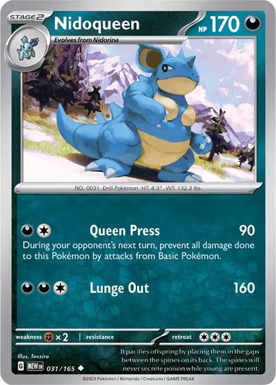 Nidoqueen SV: 151 Uncommon • 031/165 Reverse Holofoil