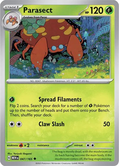 Parasect SV: 151 Uncommon • 047/165 Reverse Holofoil