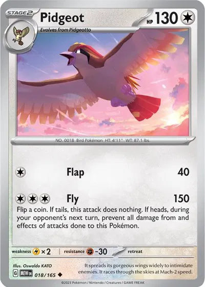Pidgeot SV: 151 Uncommon • 018/165 Reverse Holofoil