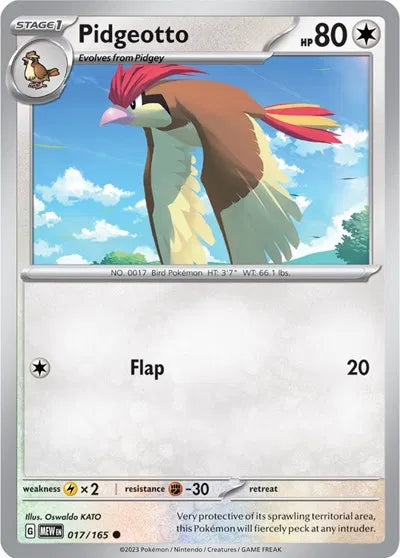 Pidgeotto SV: 151 Common • 017/165 Reverse Holofoil
