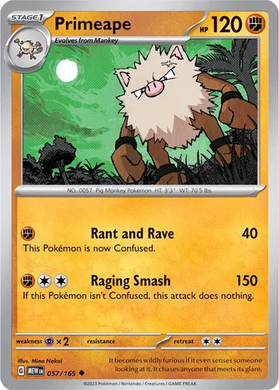 Primeape SV: 151 Uncommon • 057/165 Reverse Holofoil