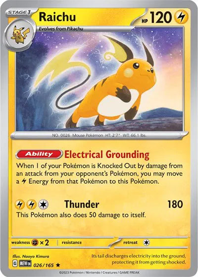 Raichu SV: 151 Rare • 026/165 Reverse Holofoil