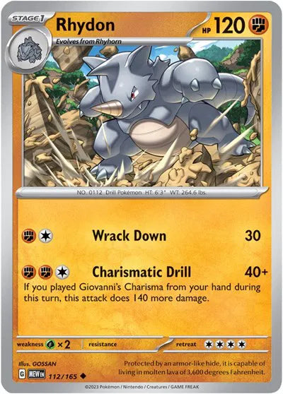 Rhydon SV: 151 Uncommon • 112/165 Reverse Holofoil