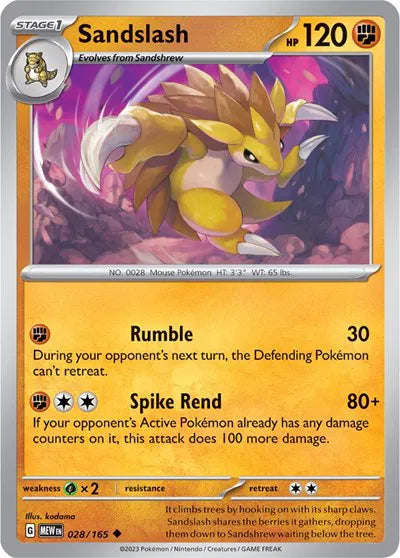 Sandslash SV: 151 Uncommon • 028/165 Reverse Holofoil