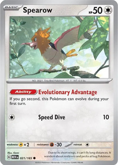 Spearow SV: 151 Common • 021/165 Reverse Holofoil