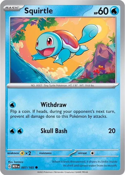 Squirtle SV: 151 Common • 007/165 Reverse Holofoil