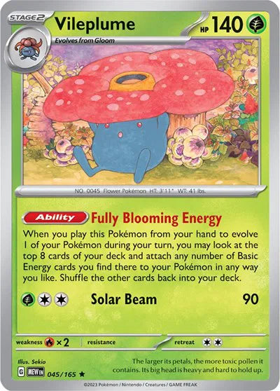 Vileplume SV: 151 Rare • 045/165 Holofoil